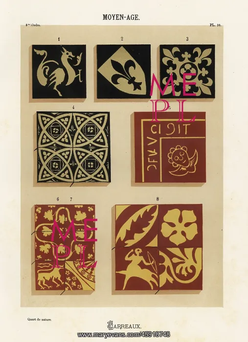 : Ceramic tiles with heraldic designs, Middle Ages : Ceramic tiles with heraldic designs, Middle Ages