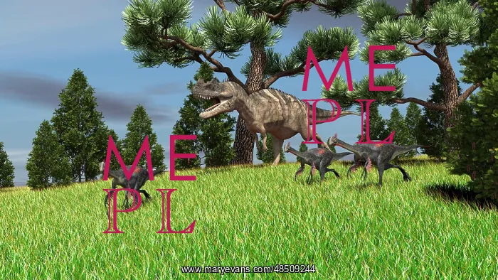 : Ceratosaurus chasing a group of Gigantoraptors : Ceratosaurus chasing a group of Gigantoraptors