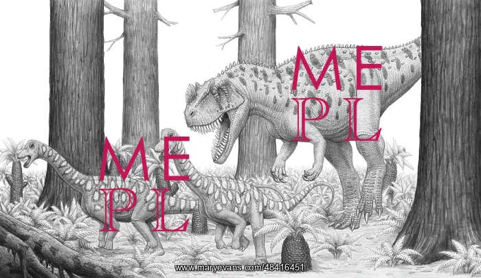 : A Ceratosaurus chasing young Apatosaurus dinosaurs : A Ceratosaurus chasing young Apatosaurus dinosaurs