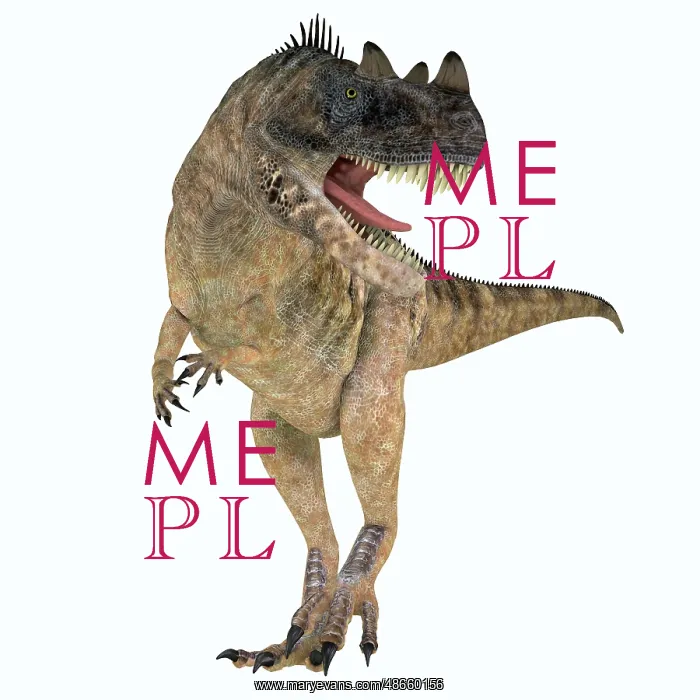 : Ceratosaurus dinosaur growling, front view on : Ceratosaurus dinosaur growling, front view on