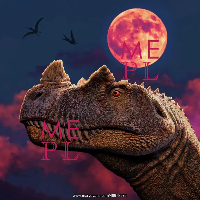 : Ceratosaurus dinosaur portrait at night : Ceratosaurus dinosaur portrait at night
