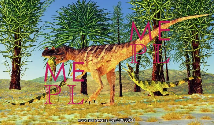 : A Ceratosaurus dinosaurs captures a small Juravenator : A Ceratosaurus dinosaurs captures a small Juravenator