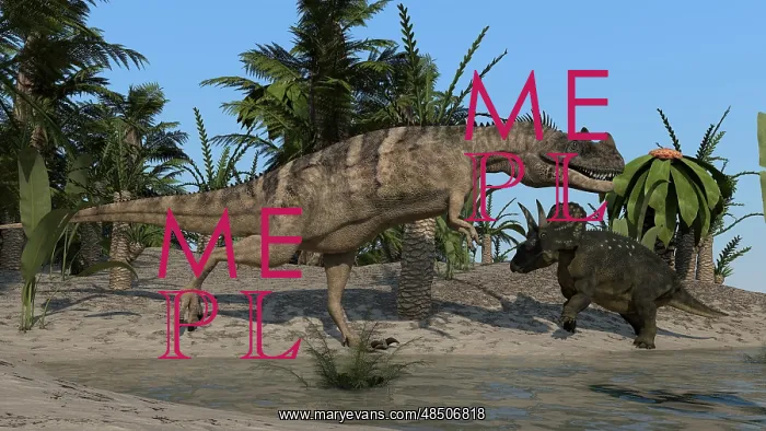 : Ceratosaurus hunting down a Triceratops : Ceratosaurus hunting down a Triceratops