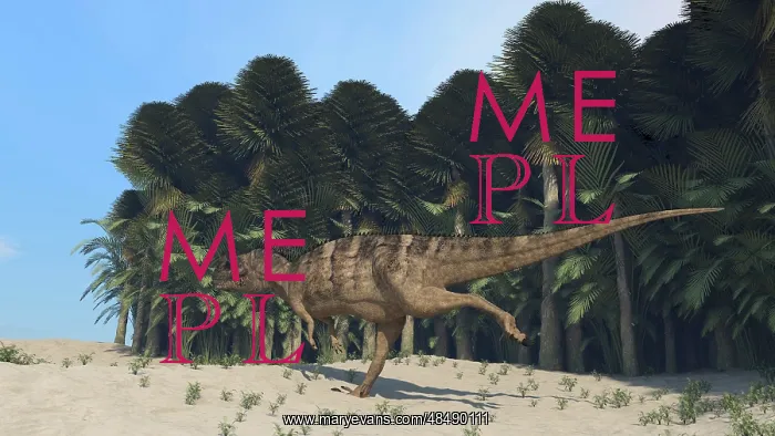 : Ceratosaurus running across a prehistoric landscape : Ceratosaurus running across a prehistoric landscape