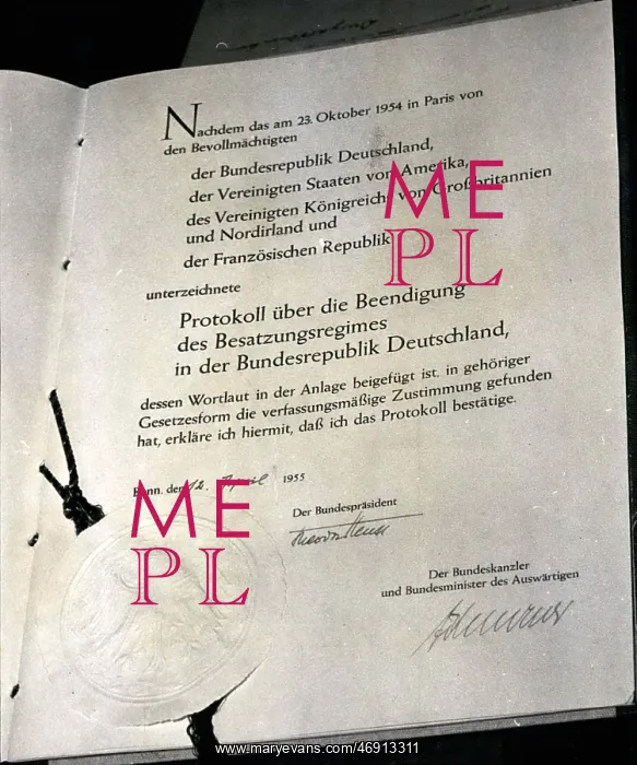 : Certificate for end of Allied occupation after WW2 : Certificate for end of Allied occupation after WW2