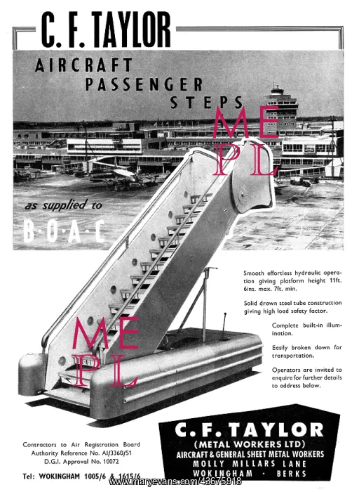 : C.F.Taylor Aircraft Passenger Steps 1960 : C.F.Taylor Aircraft Passenger Steps 1960