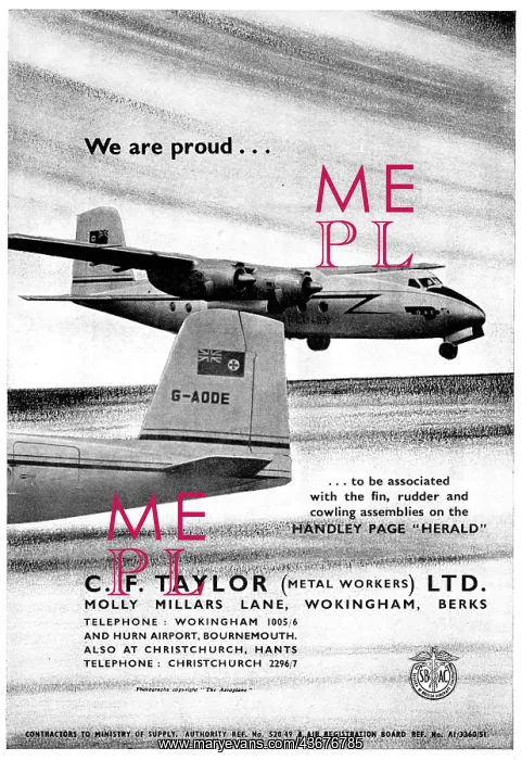 : C.F.Taylor Sheet Metal Workers To The Aircraft Industry : C.F.Taylor Sheet Metal Workers To The Aircraft Industry