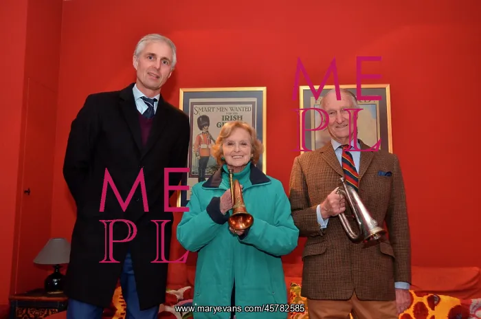 : Chairman of the Ypres Last Post Committee with bugles : Chairman of the Ypres Last Post Committee with bugles