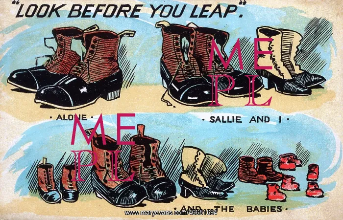  : Changes which marriage and children bring - Comic postcard