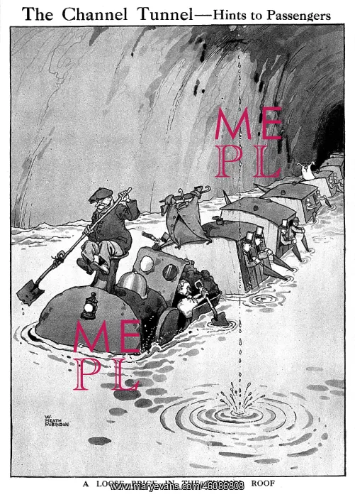 : The Channel Tunnel - hints to passengers, Heath Robinson : The Channel Tunnel - hints to passengers, Heath Robinson
