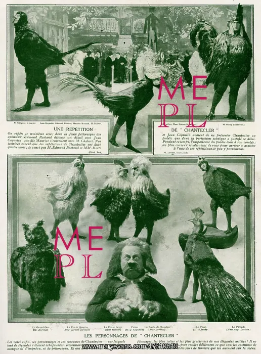 : Characters from the play Chantecler by Rostand, 1910 : Characters from the play Chantecler by Rostand, 1910