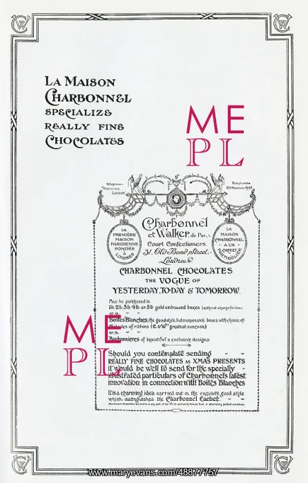 : Charbonnel and Walker chocolates advertisement : Charbonnel and Walker chocolates advertisement