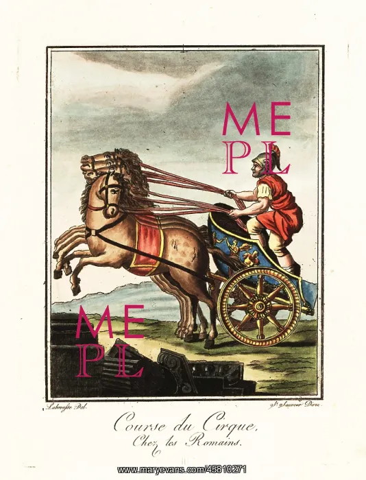 : Charioteer racing at the circus, ancient Rome : Charioteer racing at the circus, ancient Rome