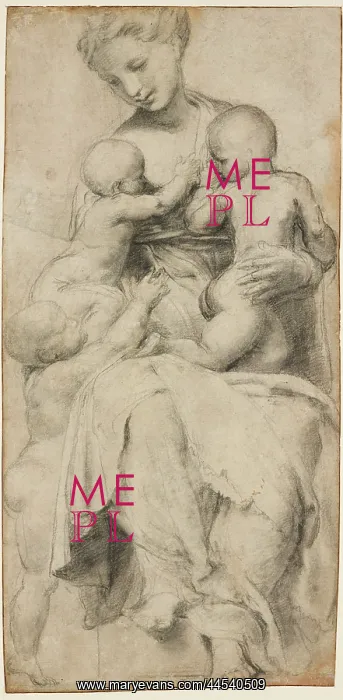 : Charity - black chalk with very few touches of white heightening rubbed in - Raphael : Charity - black chalk with very few touches of white heightening rubbed in - Raphael