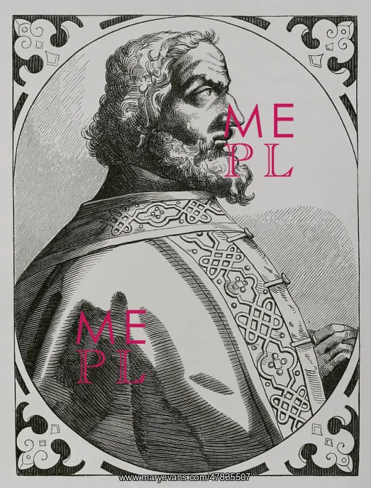 : Charlemagne (742-814). Portrait. Facsimile of : Charlemagne (742-814). Portrait. Facsimile of