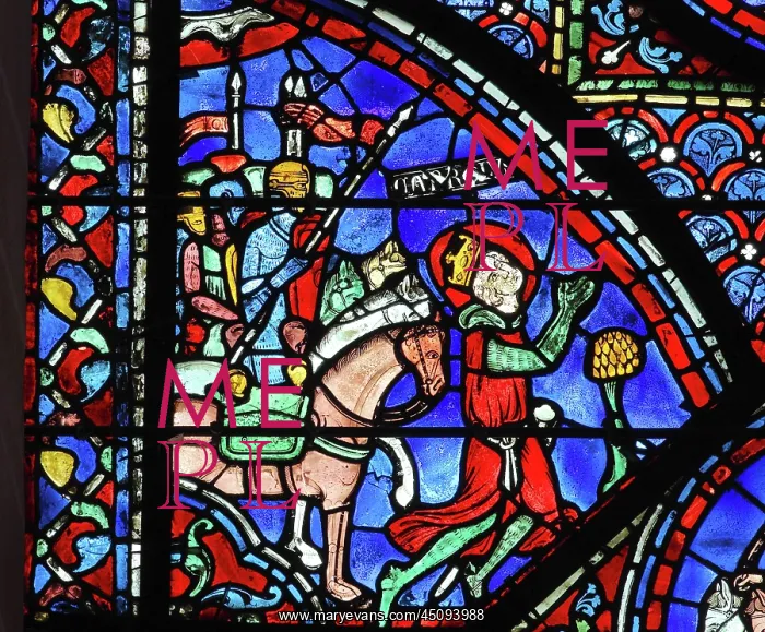 : Charlemagne stained glass window, Chartres cathedral, France : Charlemagne stained glass window, Chartres cathedral, France