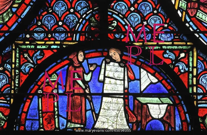 : Charlemagne stained glass window, Chartres cathedral, France : Charlemagne stained glass window, Chartres cathedral, France