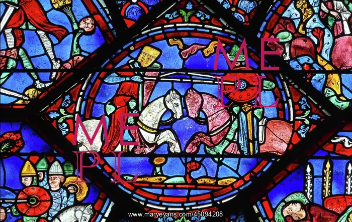 : Charlemagne stained glass window, Chartres cathedral, France : Charlemagne stained glass window, Chartres cathedral, France