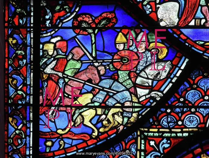 : Charlemagne stained glass window, Chartres cathedral, France : Charlemagne stained glass window, Chartres cathedral, France