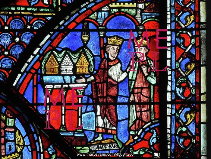 : Charlemagne stained glass window, Chartres cathedral, France : Charlemagne stained glass window, Chartres cathedral, France