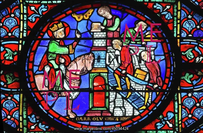 : Charlemagne stained glass window, Chartres cathedral, France : Charlemagne stained glass window, Chartres cathedral, France