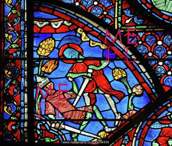 : Charlemagne stained glass window, Chartres cathedral, France : Charlemagne stained glass window, Chartres cathedral, France