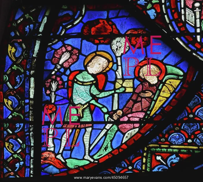: Charlemagne stained glass window, Chartres cathedral, France : Charlemagne stained glass window, Chartres cathedral, France