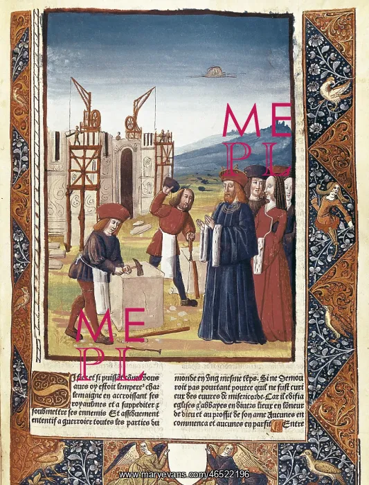: Charlemagne visiting the construction works of : Charlemagne visiting the construction works of