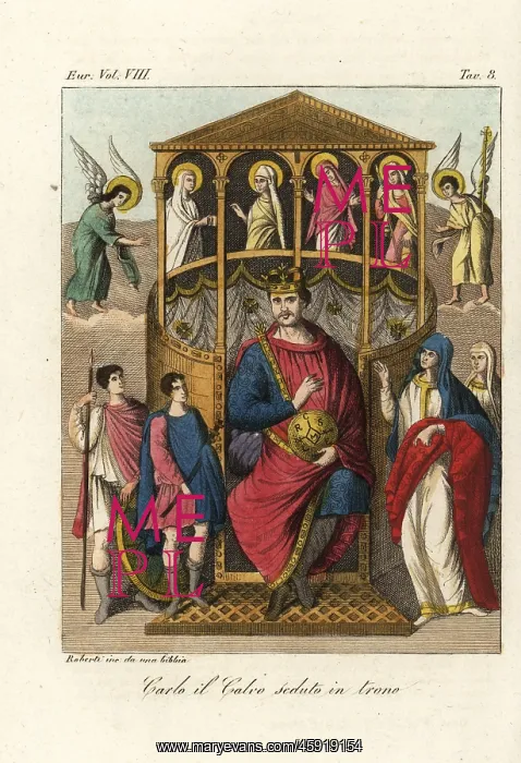 : Charles the Bald, Carolingian Emperor, on his throne : Charles the Bald, Carolingian Emperor, on his throne