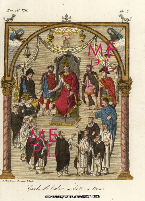 : Charles the Bald, Carolingian Emperor, on his throne : Charles the Bald, Carolingian Emperor, on his throne
