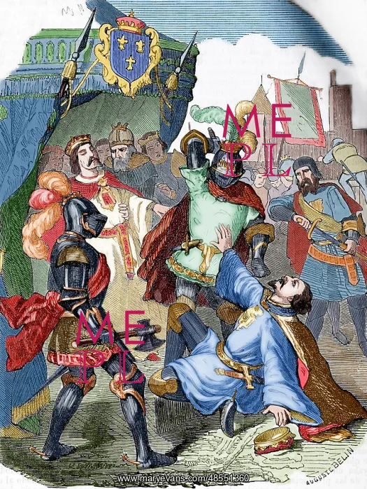  : Charles the Bold (1433-1477). Assassination. Engraving by Au