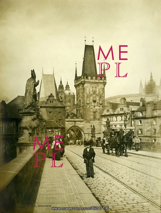 : Charles bridge in Prague in 1912 : Charles bridge in Prague in 1912