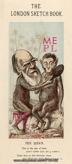 : Charles Darwin with a lookalike ape : Charles Darwin with a lookalike ape