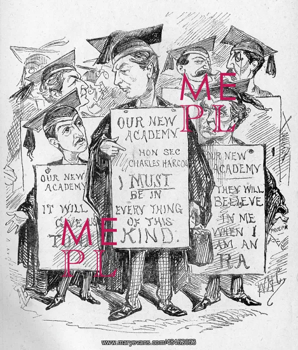: Charles Harcourt and others with placards : Charles Harcourt and others with placards