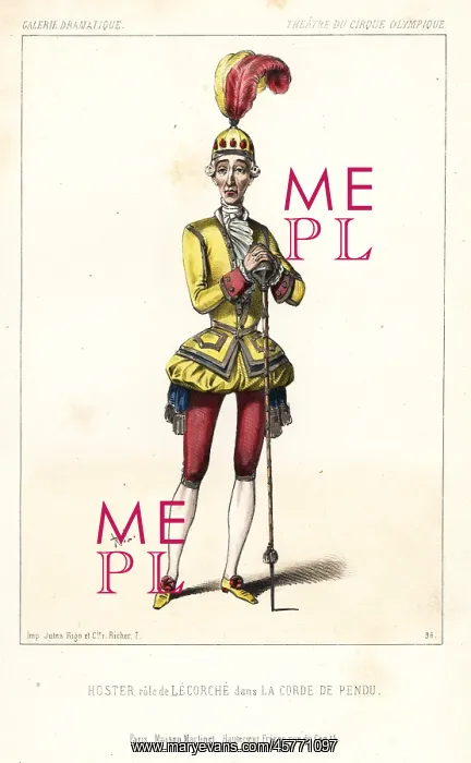 : Charles Hoster as Lecorche in La Corde de Pendu, 1844 : Charles Hoster as Lecorche in La Corde de Pendu, 1844