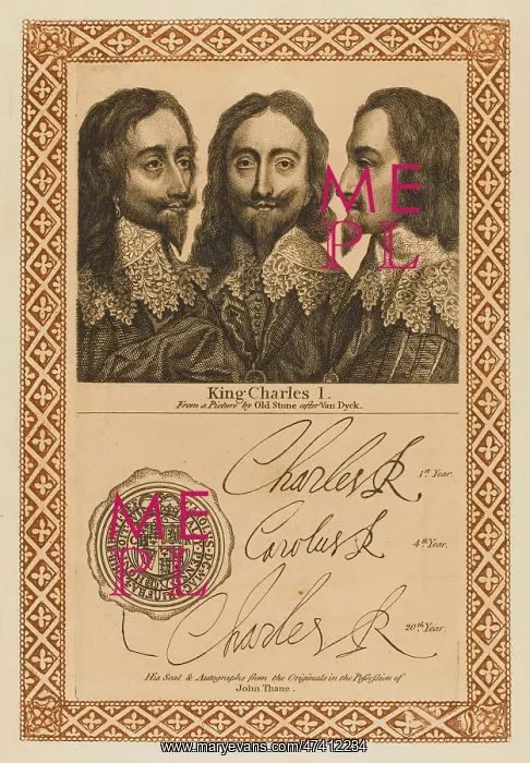 : CHARLES I of England with his autograph : CHARLES I of England with his autograph