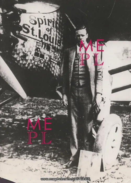 : Charles Lindbergh, American aviator, with Spirit of St Louis : Charles Lindbergh, American aviator, with Spirit of St Louis