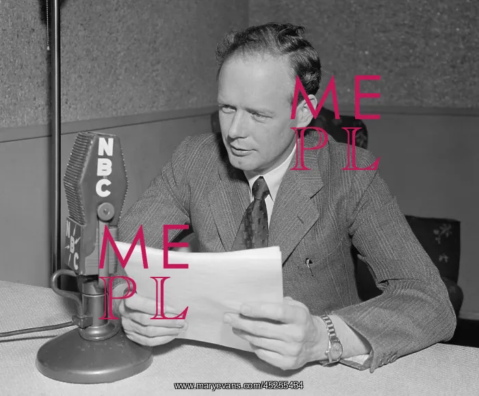: Charles Lindbergh speaking into a NBC microphone : Charles Lindbergh speaking into a NBC microphone