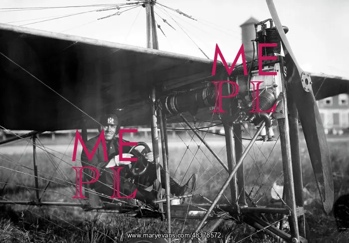 : Charles Murphy seated in a monoplane : Charles Murphy seated in a monoplane