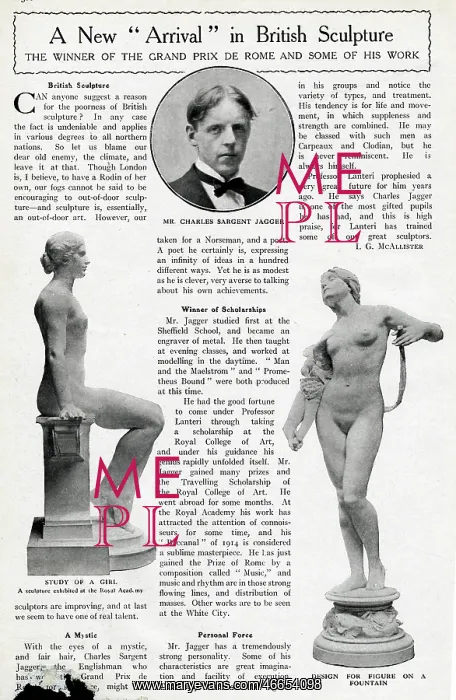 : Charles Sargeant Jagger, British sculptor, with two figures : Charles Sargeant Jagger, British sculptor, with two figures