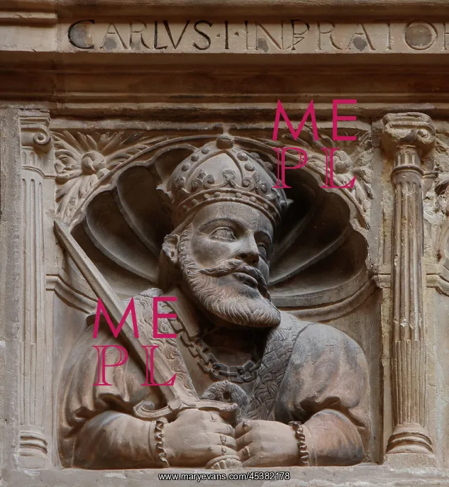 : Charles V, guardrail of the first floor gallery : Charles V, guardrail of the first floor gallery