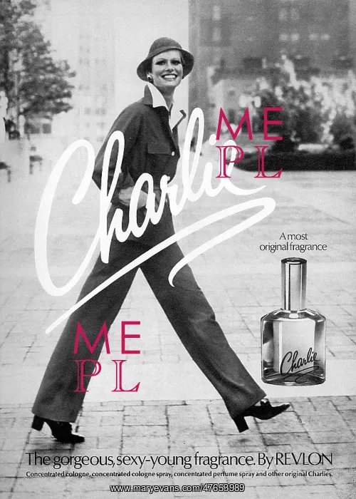 : Charlie by Revlon perfume advertisement, 1976 : Charlie by Revlon perfume advertisement, 1976
