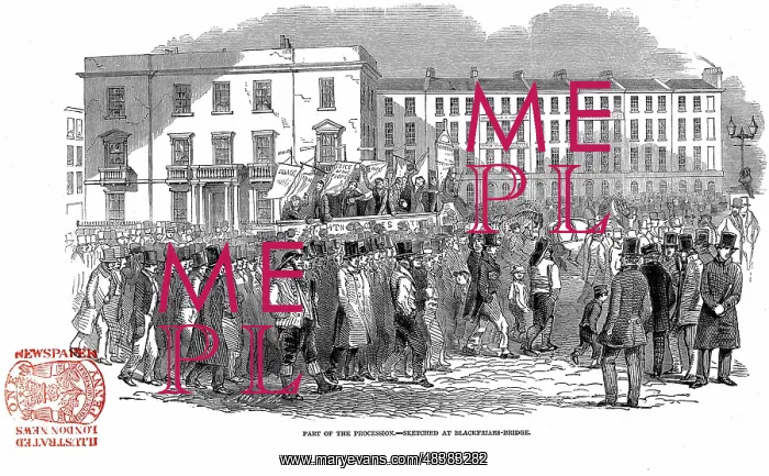 : Chartists processing from the mass meeting on : Chartists processing from the mass meeting on