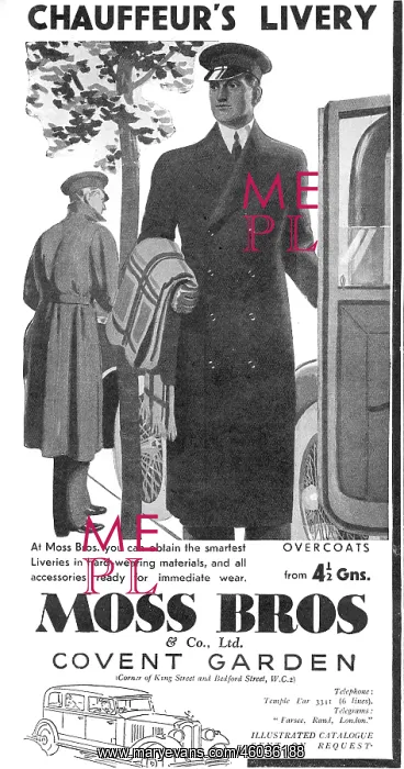 : Chauffeur livery advertisement by Moss Bros : Chauffeur livery advertisement by Moss Bros