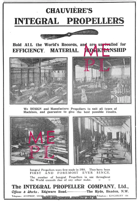 : Chauvieres Integral Propellers 1916 : Chauvieres Integral Propellers 1916