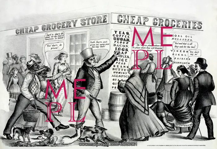 : Cheap groceries, vintage print : Cheap groceries, vintage print