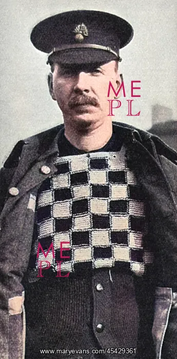 : Checked knitted chess board vest, WW1 : Checked knitted chess board vest, WW1