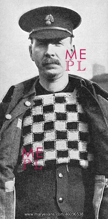 : Checked knitted chess board vest, WW1 : Checked knitted chess board vest, WW1