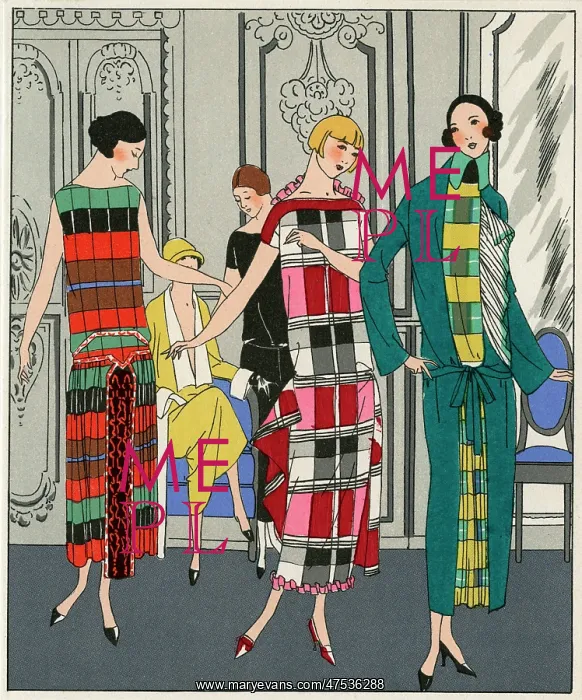 : Three checkered dresses by Martial et Armand : Three checkered dresses by Martial et Armand