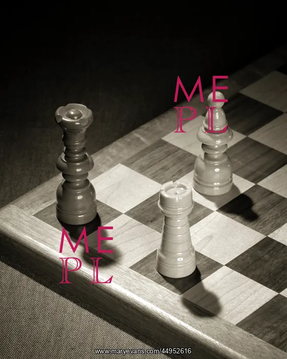  : Checkmate Three Chess Pieces Show Opposing Black